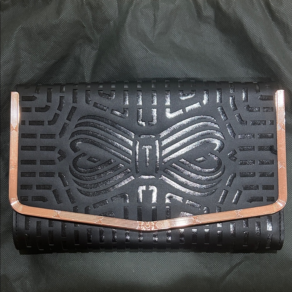 Ted Baker Black Clutch with Gold Accents